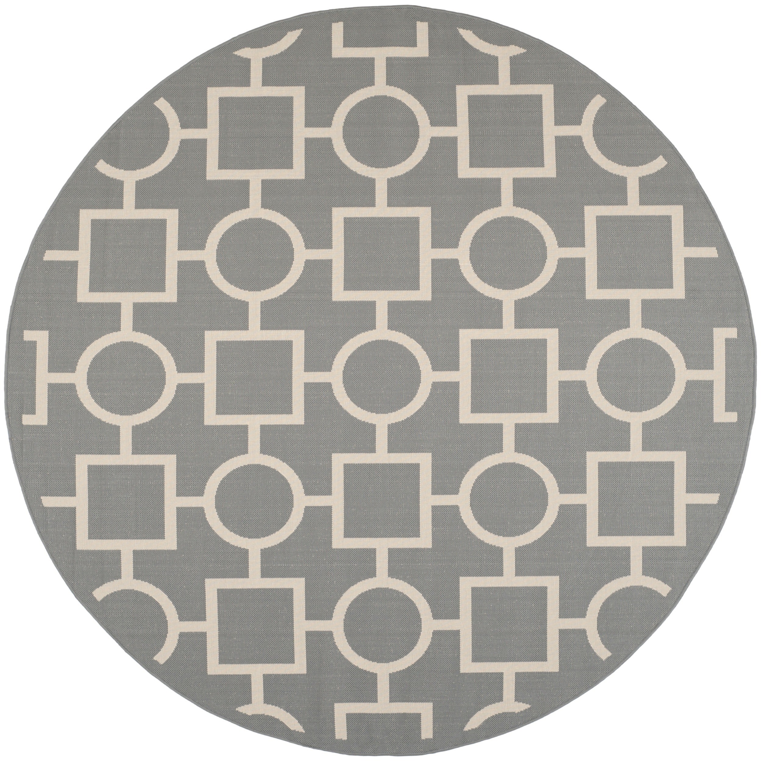 Durable Safavieh Indoor/ Outdoor Courtyard Anthracite/ Beige Rug (710 Round)