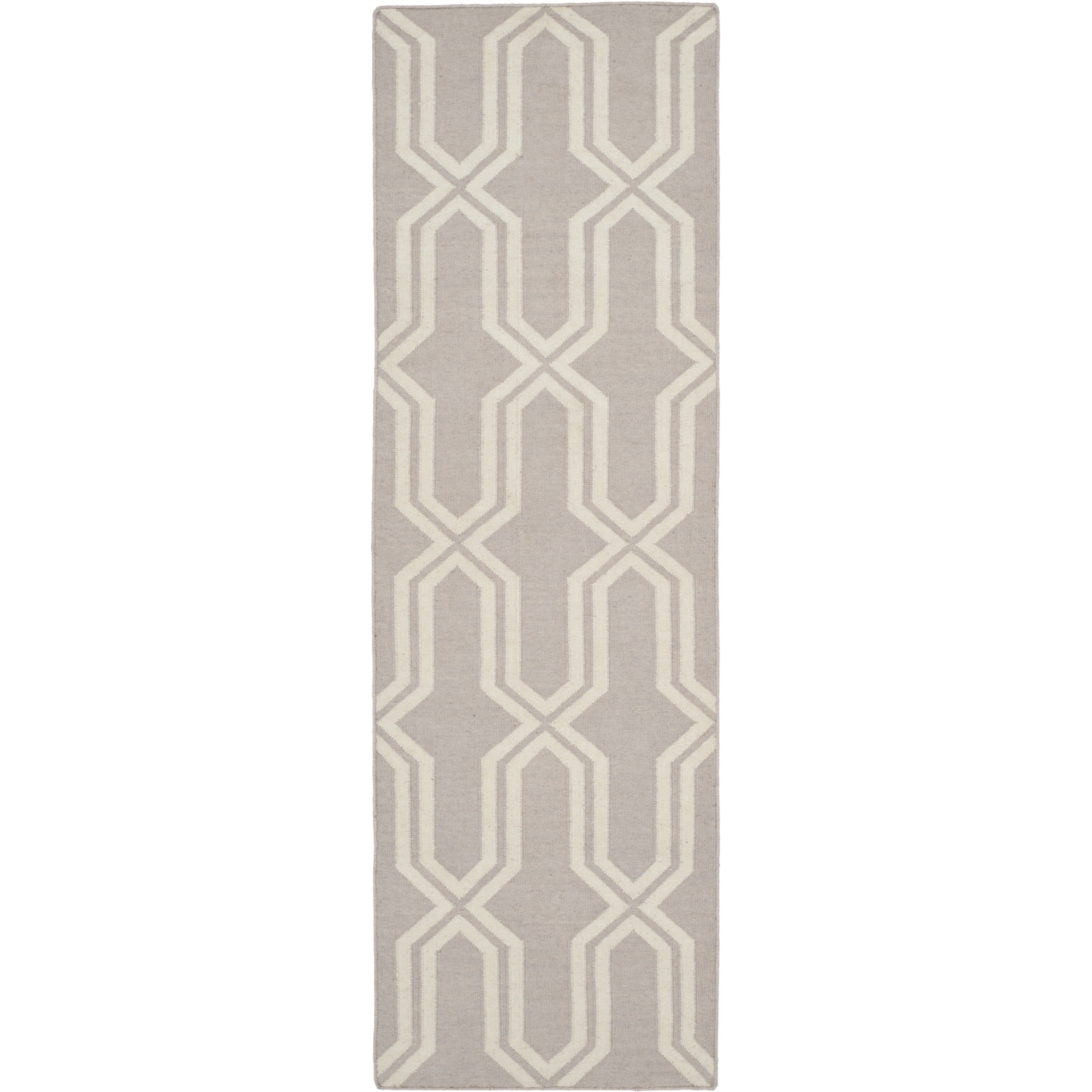 Safavieh Handwoven Moroccan Dhurrie Gray/ Ivory Wool Geometric pattern Rug (26 X 12)