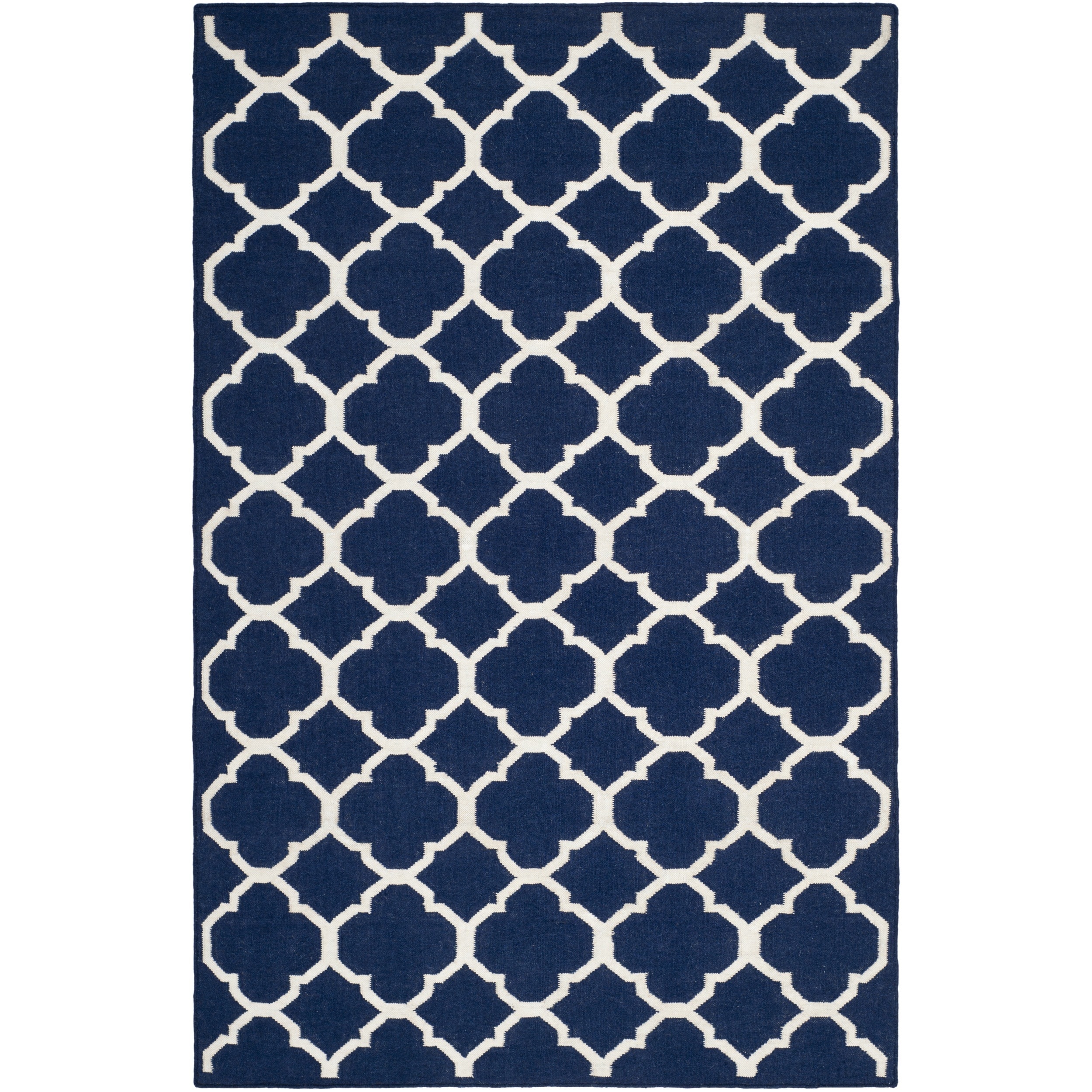 Safavieh Hand woven Moroccan Dhurrie Navy/ Ivory Wool/ Viscose Rug (9 X 12)