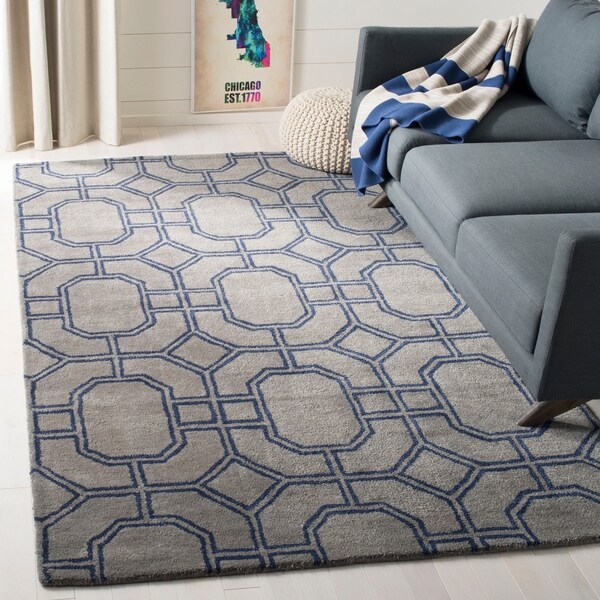 Safavieh Handmade Soho Grey/ Dark Blue New Zealand Wool/ Viscose Rug - 8'3 x 11'