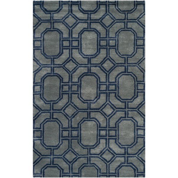 Safavieh Handmade Soho Grey/ Dark Blue New Zealand Wool/ Viscose Rug - 8'3 x 11'