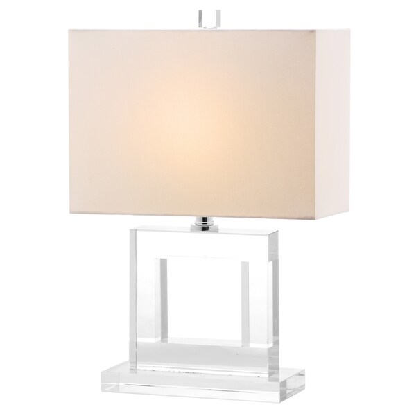Safavieh Lighting 20.5inch Town White Shade Square Crystal Table Lamp
