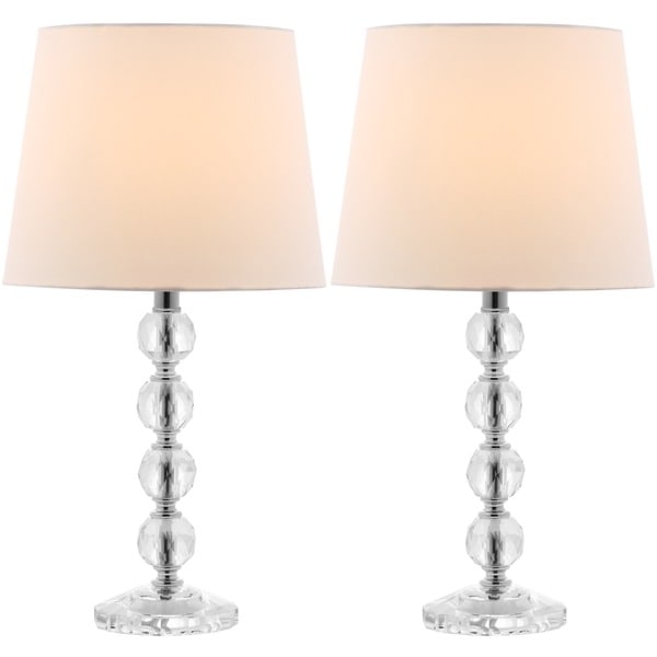Safavieh Indoor 1 light Nola White Shade Stacked Crystal Ball Table Lamp (Set of 2) Safavieh Lamp Sets