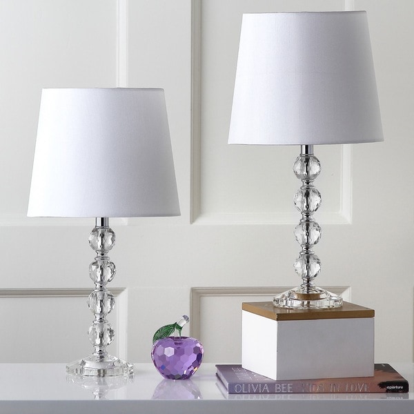 Safavieh Lighting 16-inch Nola White Shade Stacked Crystal Ball Table Lamp (Set of 2)