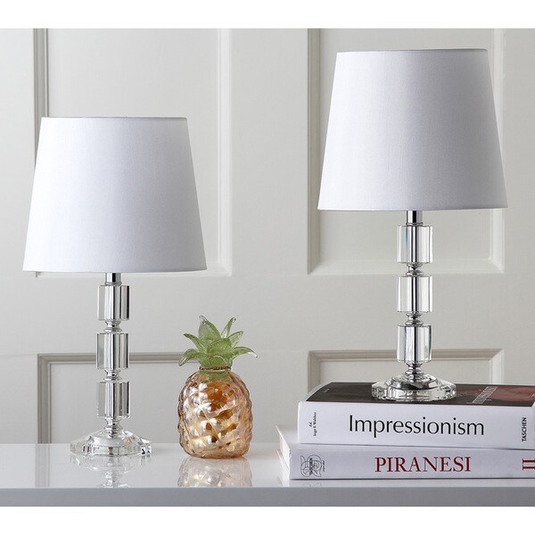 Safavieh Lighting 15-inch Erin White Shade Crystal Cube Table Lamp (Set of 2)