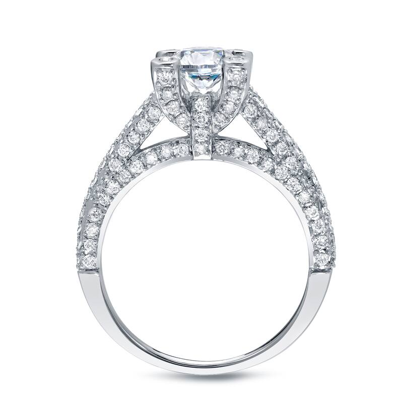 Auriya Unique 2 carat TW Round Pave Diamond Engagement Ring 14k Gold Certified
