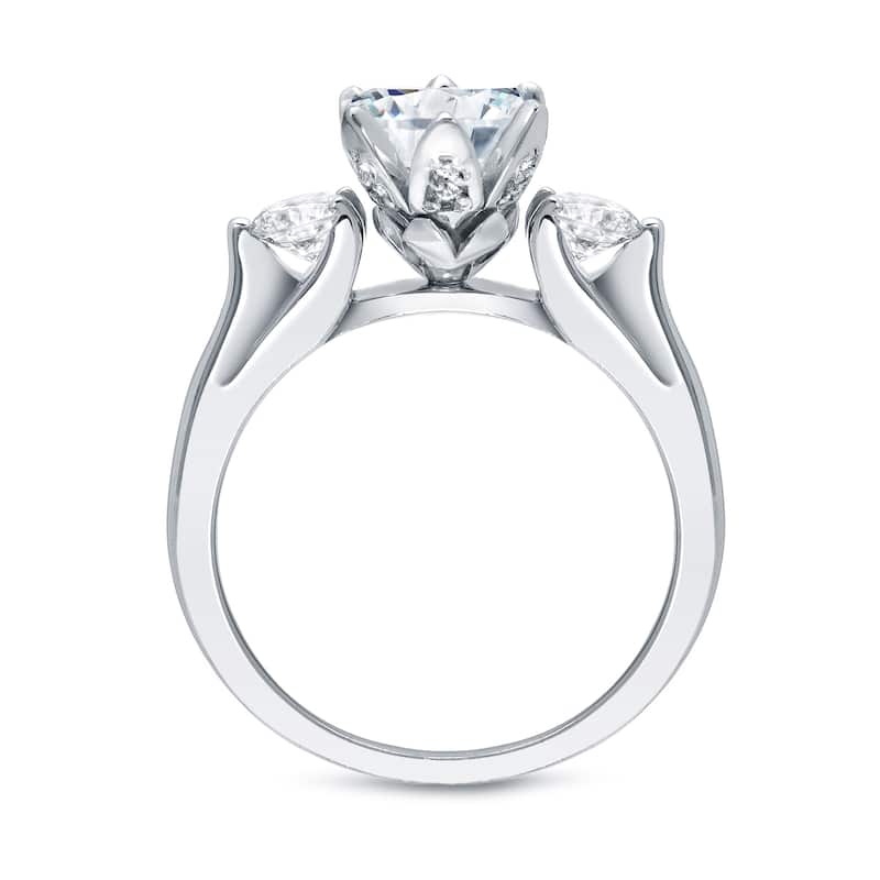 Auriya 1 3/4ctw Tulip Inspired 3 Stone Diamond Engagement Ring 14k Gold Certified (H-I, SI1-SI2)