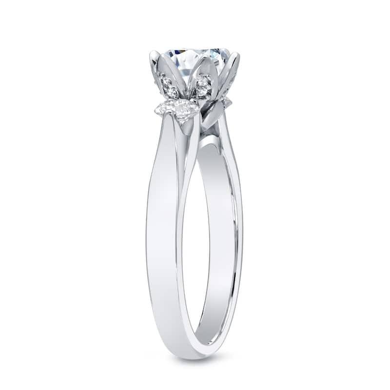 Auriya 1 3/4ctw Tulip Inspired 3 Stone Diamond Engagement Ring 14k Gold Certified (H-I, SI1-SI2)