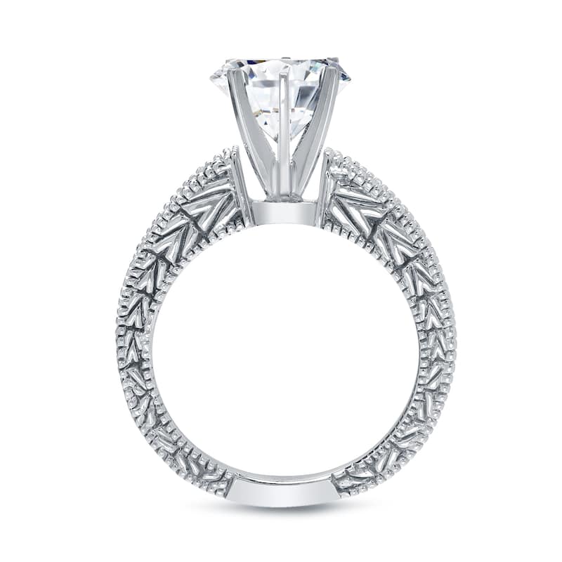 Auriya 1 1/2ctw Vintage Round Diamond Engagement Ring Set 14k Gold Certified