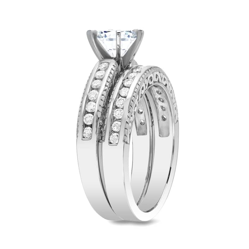 Auriya Vintage 1 1/2ctw Certified Diamond Engagement Ring Set 14k Gold