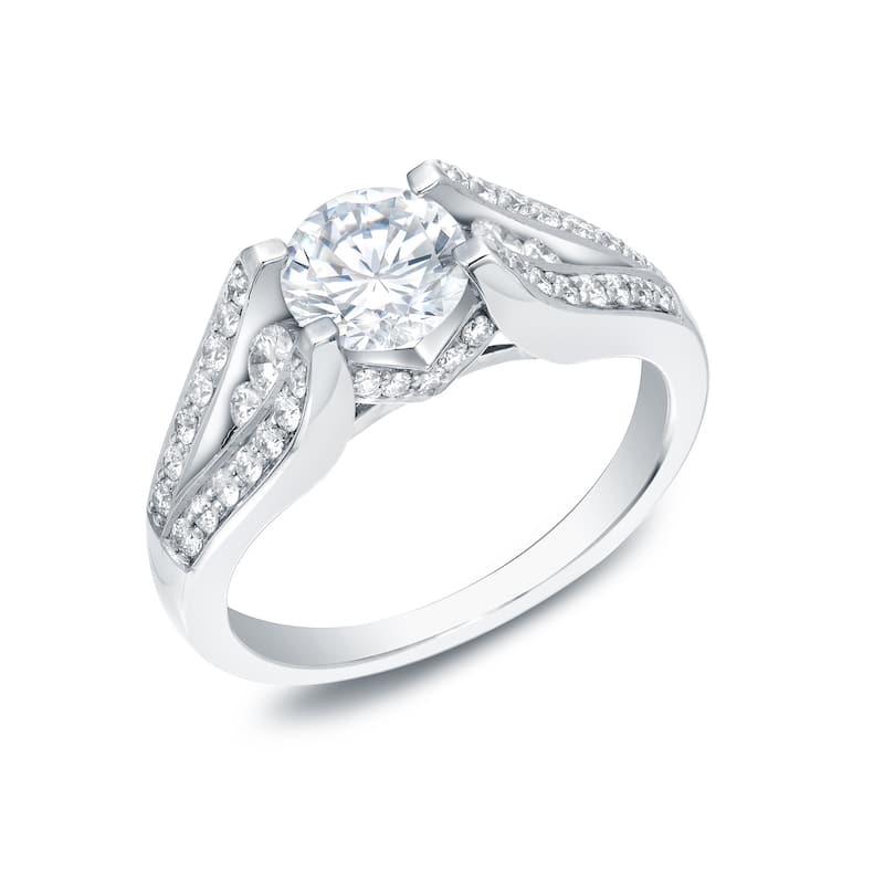 Auriya Unique 1 3/4ctw Round Diamond Engagement Ring 14k Gold Certified (H-I, SI1-SI2) - 7.5