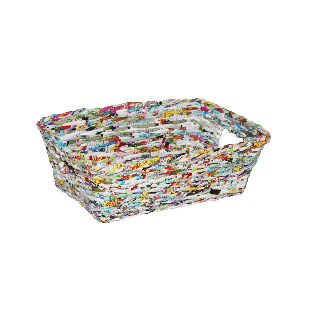 Set of 12 Multicolored Round Single Recycle Baskets