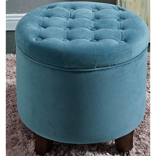 HomePop Large Round ButtonTufted Storage Ottoman  Free Shipping Today  Overstock.com  15662418