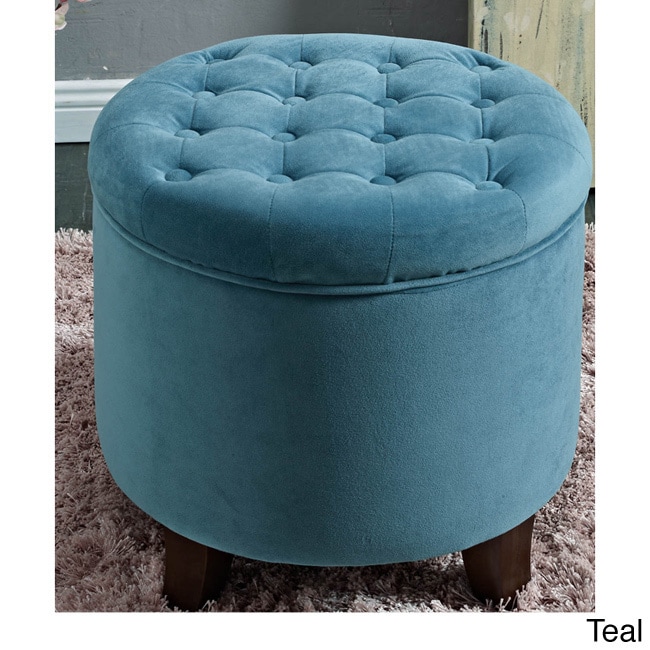 Large Round Button tufted Storage Ottoman