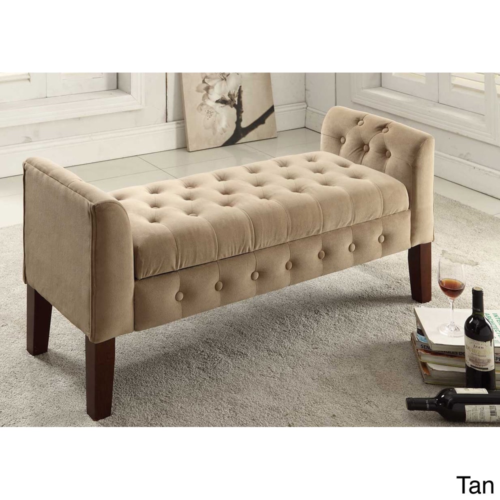 Velvet Tufted Settee Storage Bench