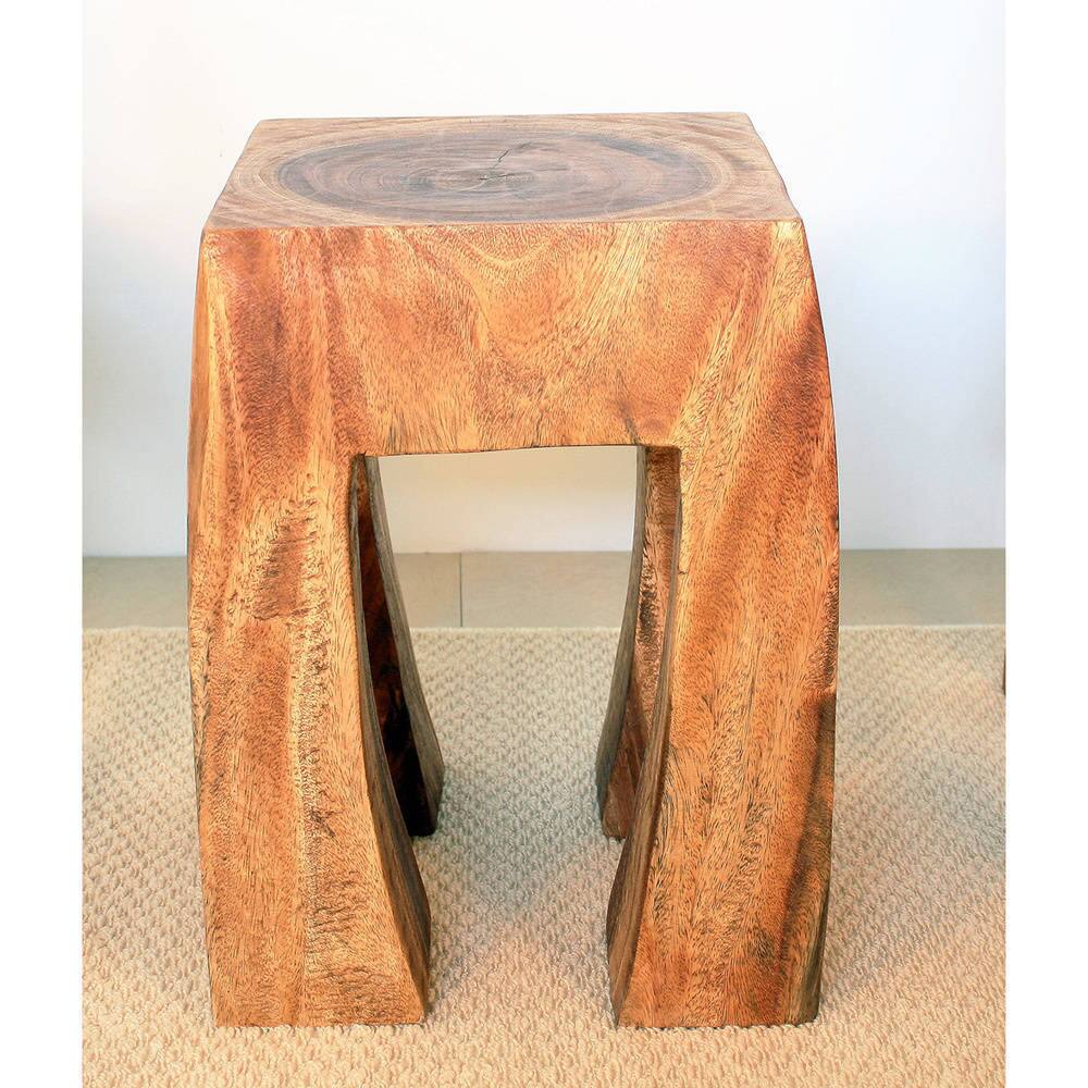 Haussmann Handmade Eco Wood Blocky Stool 13 in SQ Top 15 in SQ Base x ...