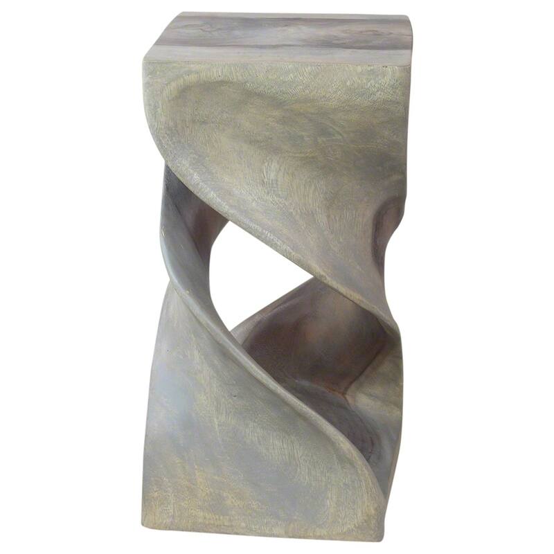 Haussmann® Wood Double Twist Stool Table 12 in SQ x 23 in H Grey Oil - 12 x 12 x 23