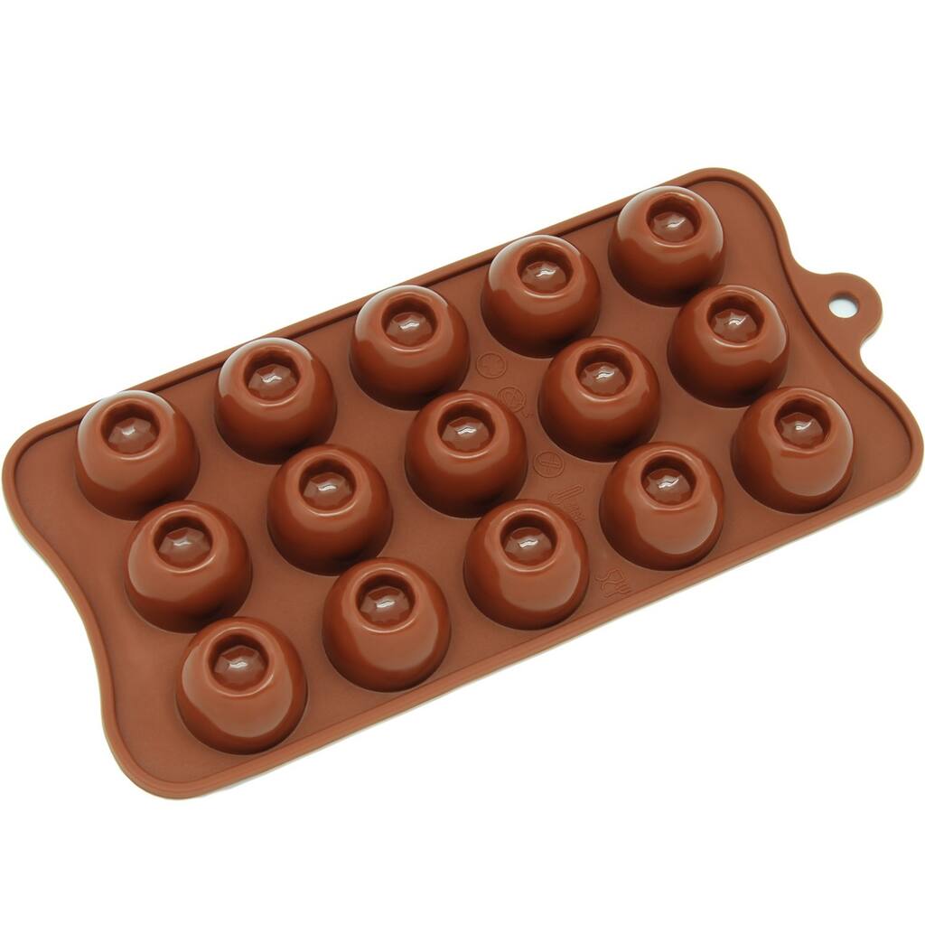 Freshware Brown 15-cavity Round Chocolate and Candy Silicone Mold