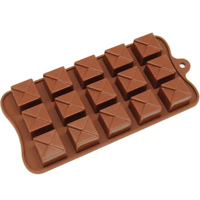 Freshware Brown 15-cavity Square Chocolate and Candy Silicone Mold