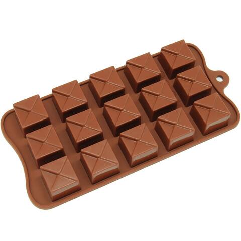 Freshware Brown 15-cavity Square Chocolate and Candy Silicone Mold
