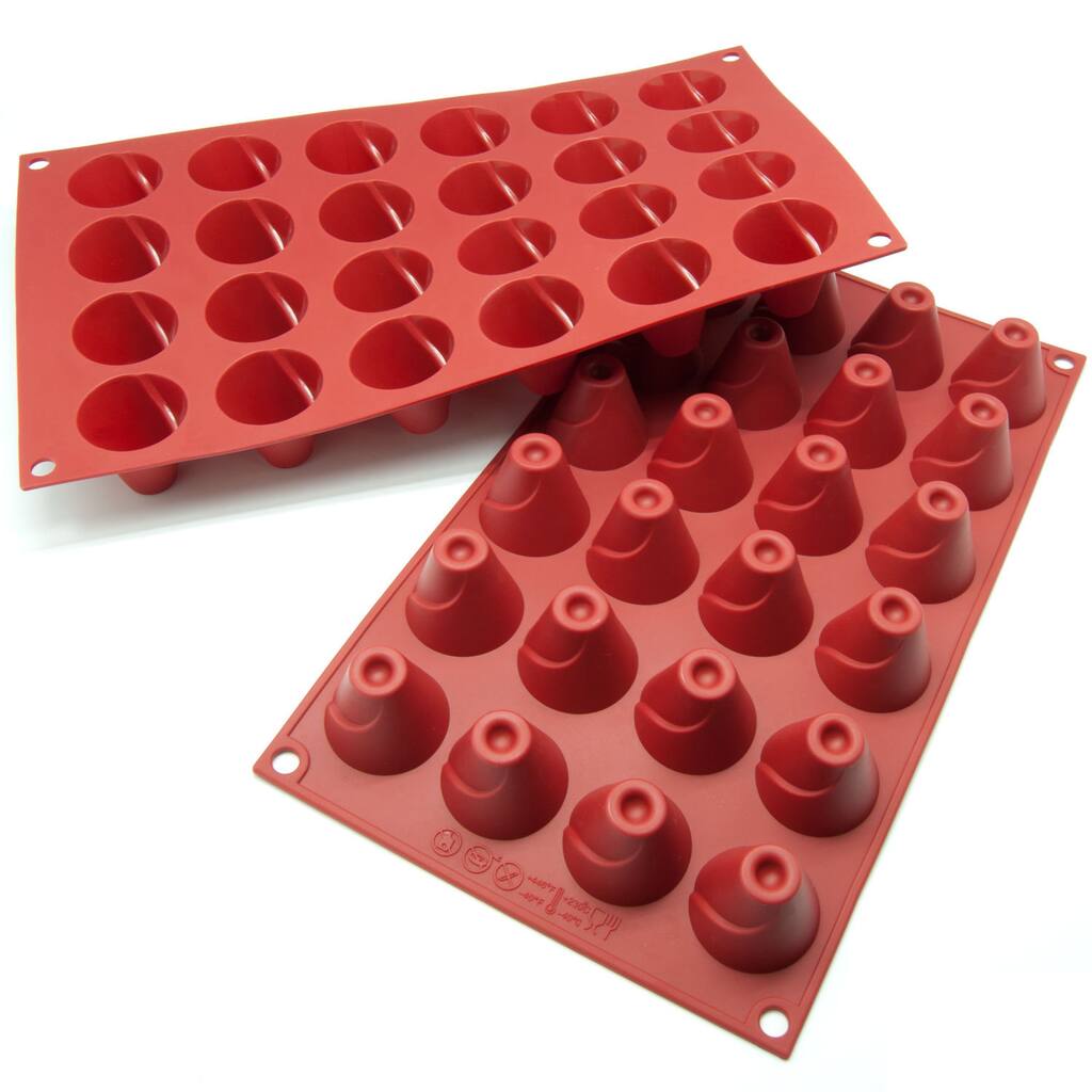 Freshware Red 24-Cavity Silicone Mini Volcano Cake Molds (Pack of 2)