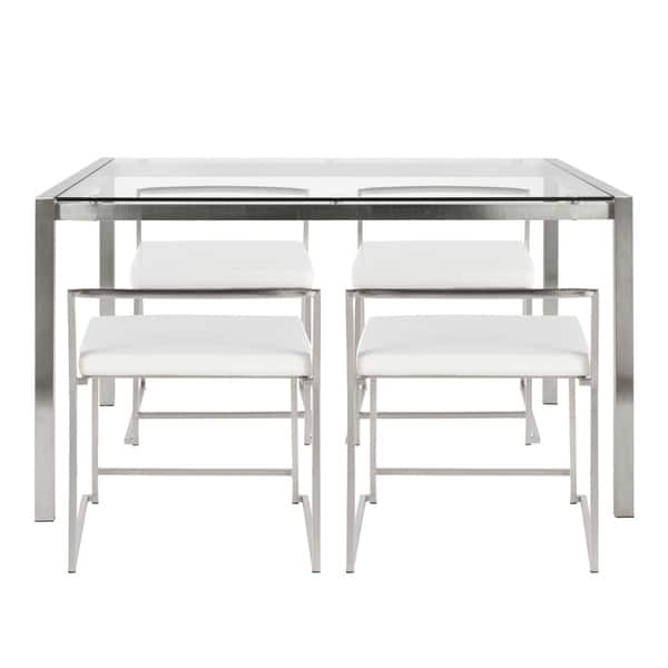 Fuji 5 Piece Modern Stainless Steel Dining Set
