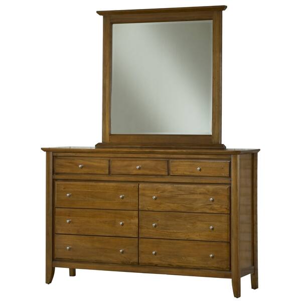 Shop Contemporary Shaker Pecan 9 Drawer Dresser Free Shipping