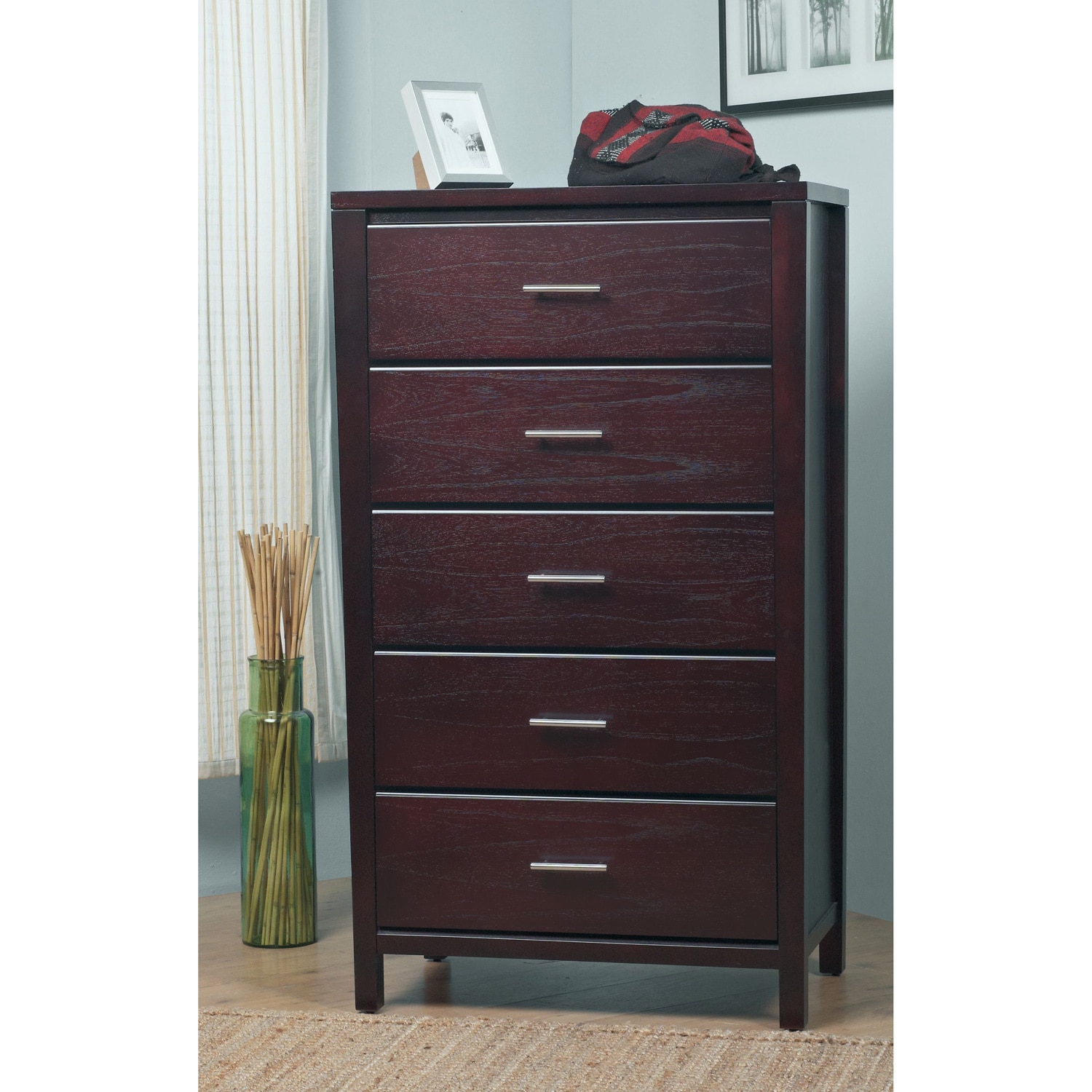 Shop Tapered Leg Espresso 5 Drawer Chest Overstock 8357852