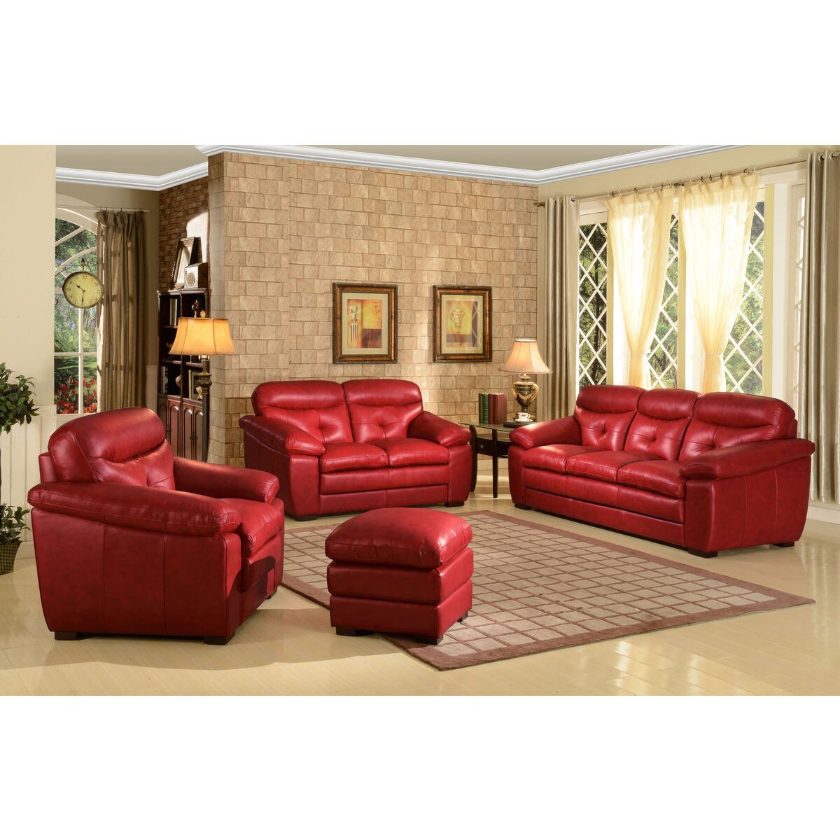 San Marco 4 Piece Leather Sofa Set