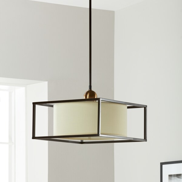 Porch & Den Drum 3-light Dark Bronze Metal Frame Pendant
