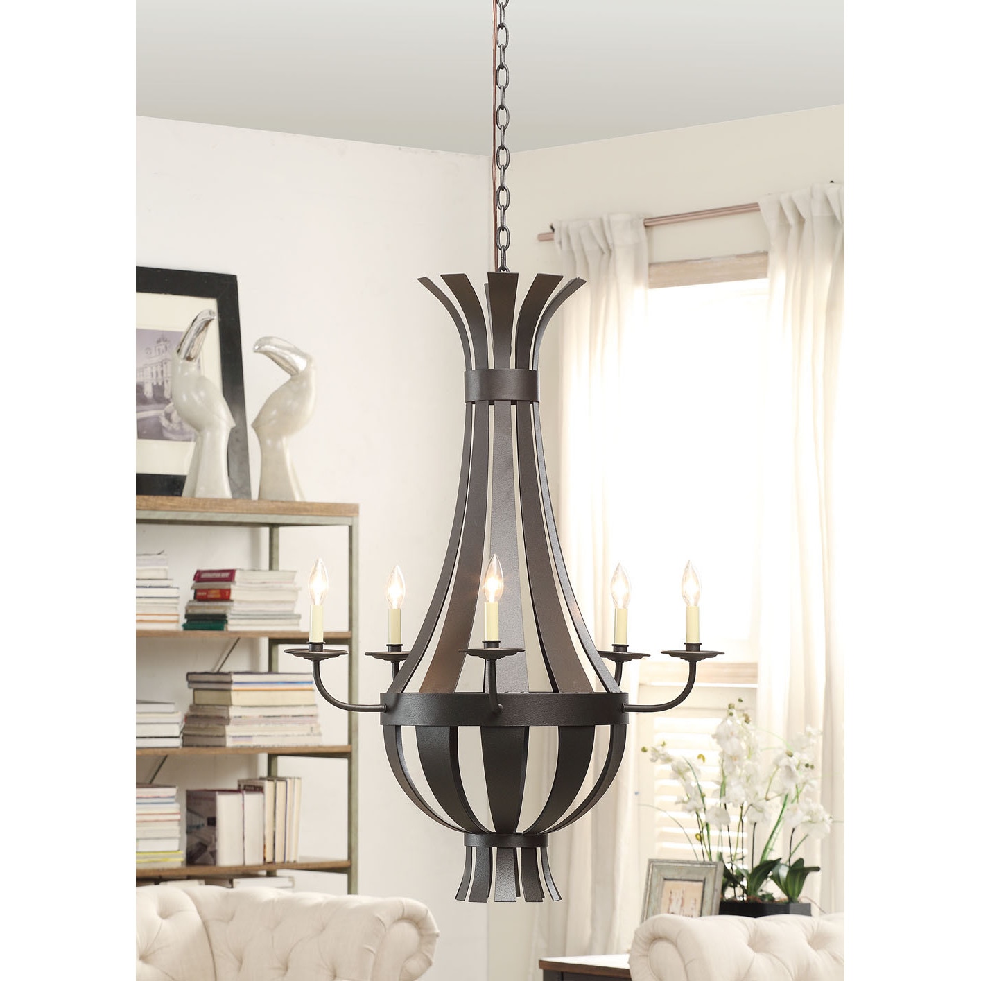 Darius 5 light Matte Black Chandelier