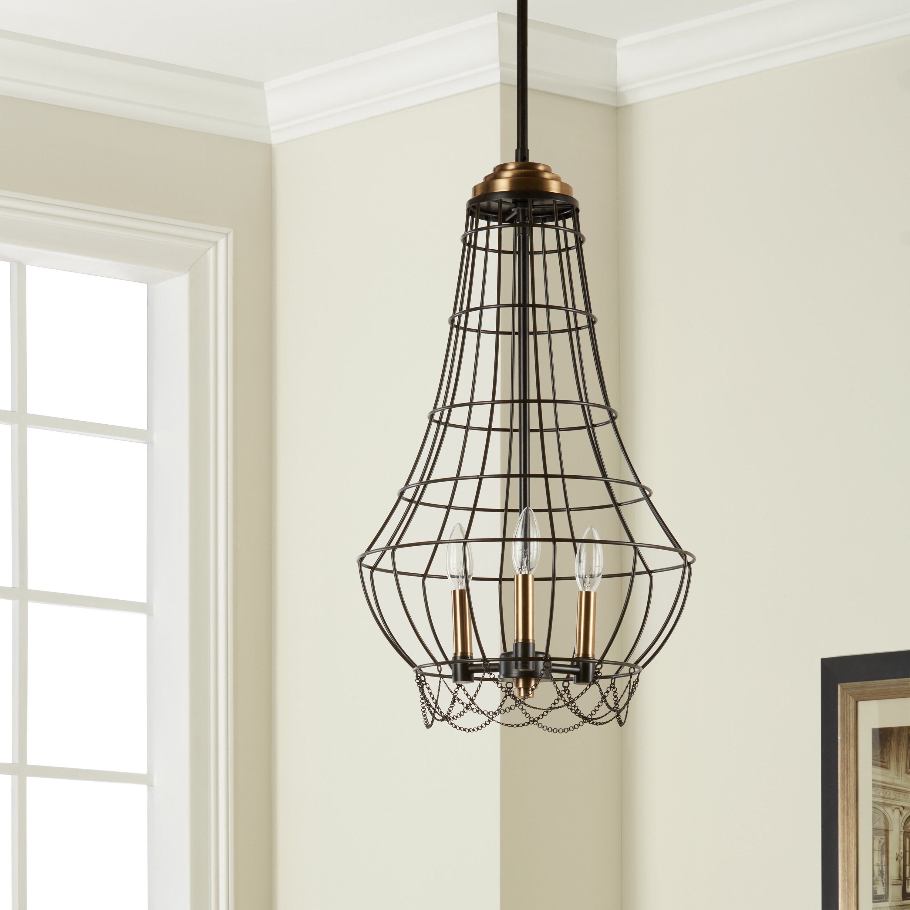 Carbon Loft Birdie Cage 3-light Distressed Iron Mini Chandelier - Chandeliers For Bedrooms by Overstock.com