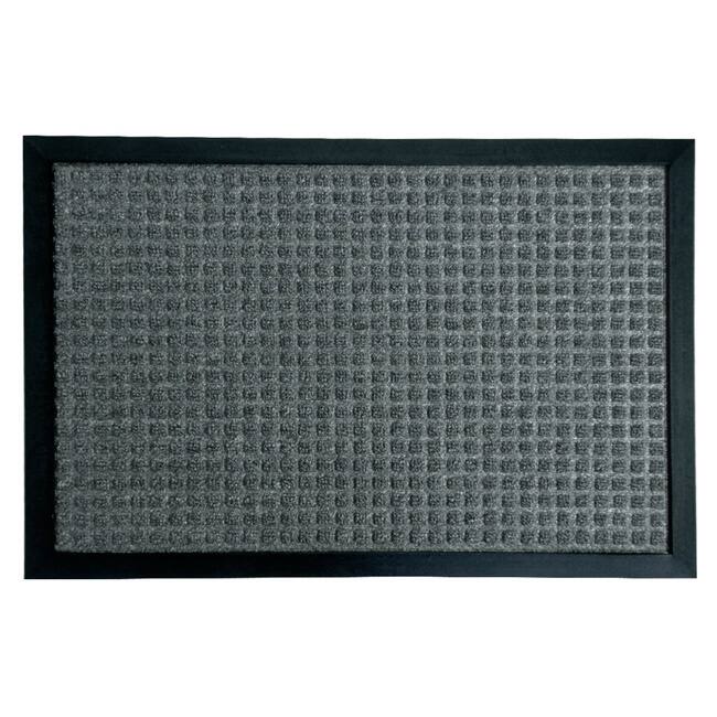 Rubber-Cal "Nottingham" Rubber Backed Carpet Mat - 2 x 3 feet - Charcoal Polypropylene Mat - 18x30