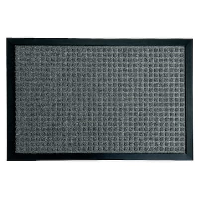 Rubber-Cal "Nottingham" Rubber Backed Carpet Mat - 2 x 3 feet - Charcoal Polypropylene Mat - 18x30