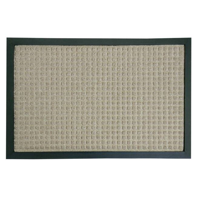 Rubber-Cal "Nottingham" Rubber Backed Carpet Mat - 16 x 24 inches - Tan Polypropylene Mat - 1'4 x 2'
