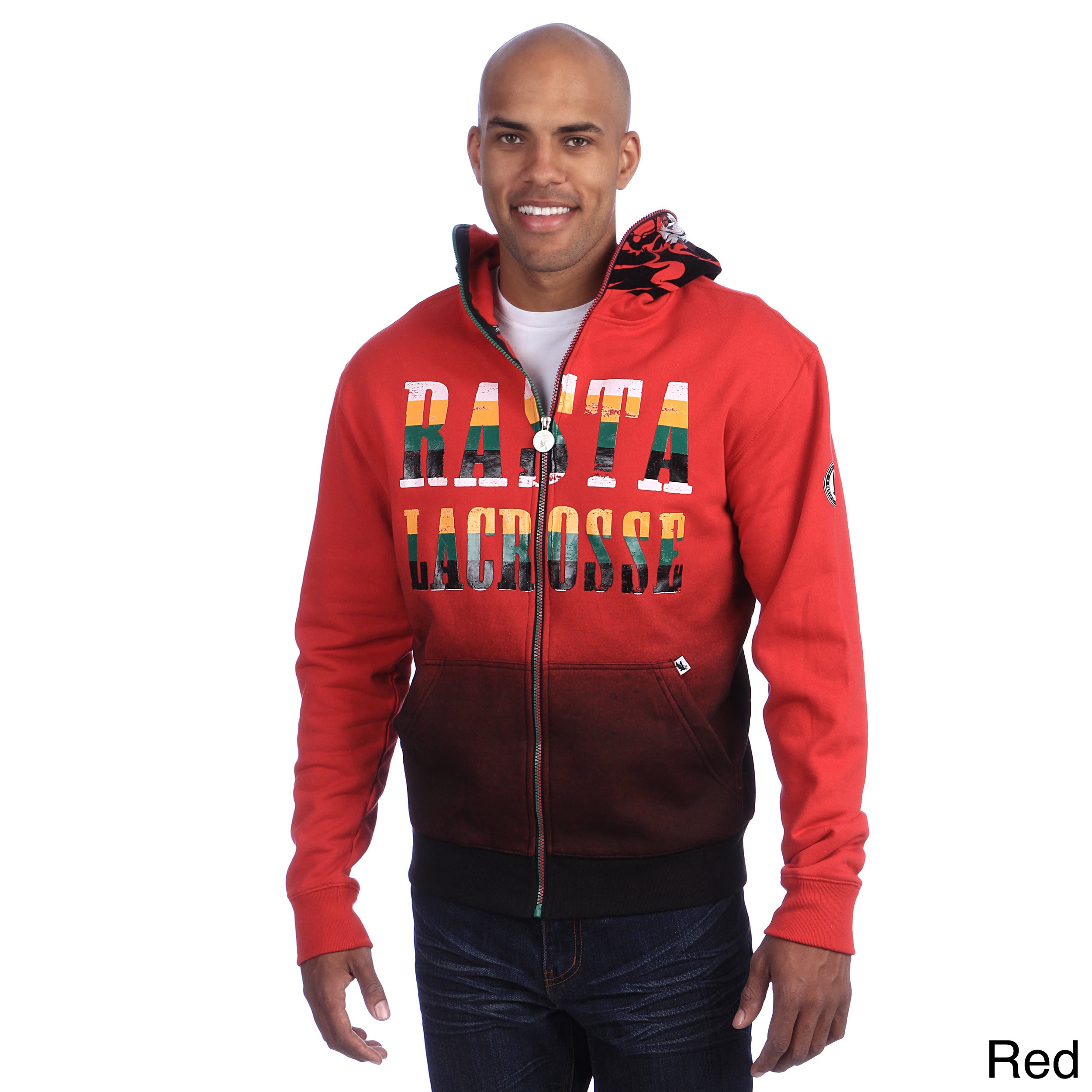 Flow Society Mens Rasta Lax Lion Zip Lacrosse Hoodie