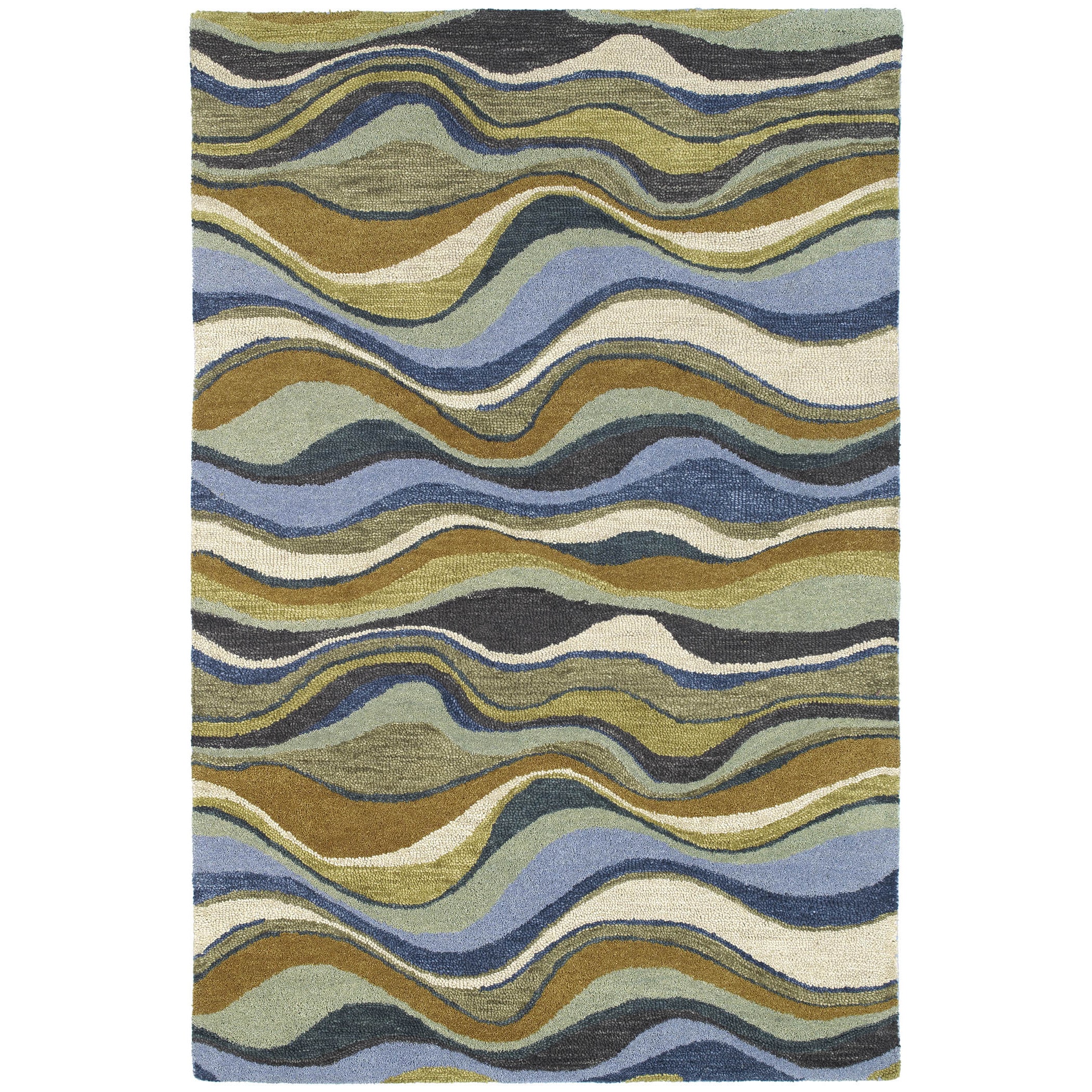 Hand tufted Manhattan Blue Waves Rug (3 X 5)