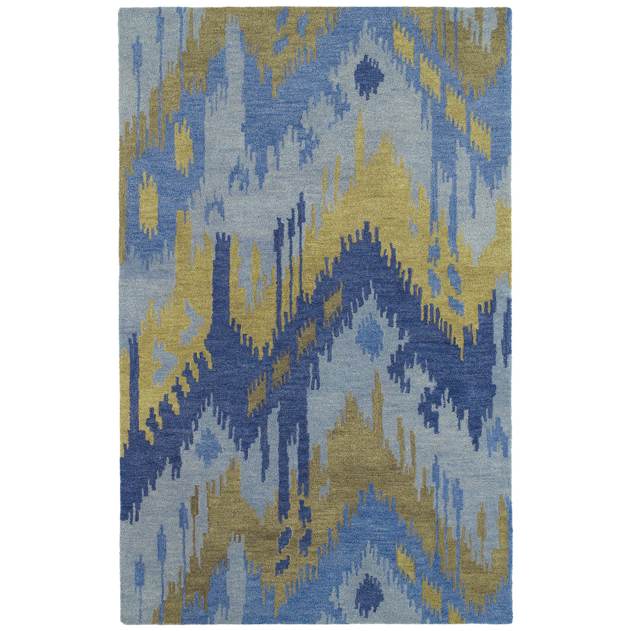 Manhattan Hand tufted Blue Ikat Wool Rug (2 X 3)