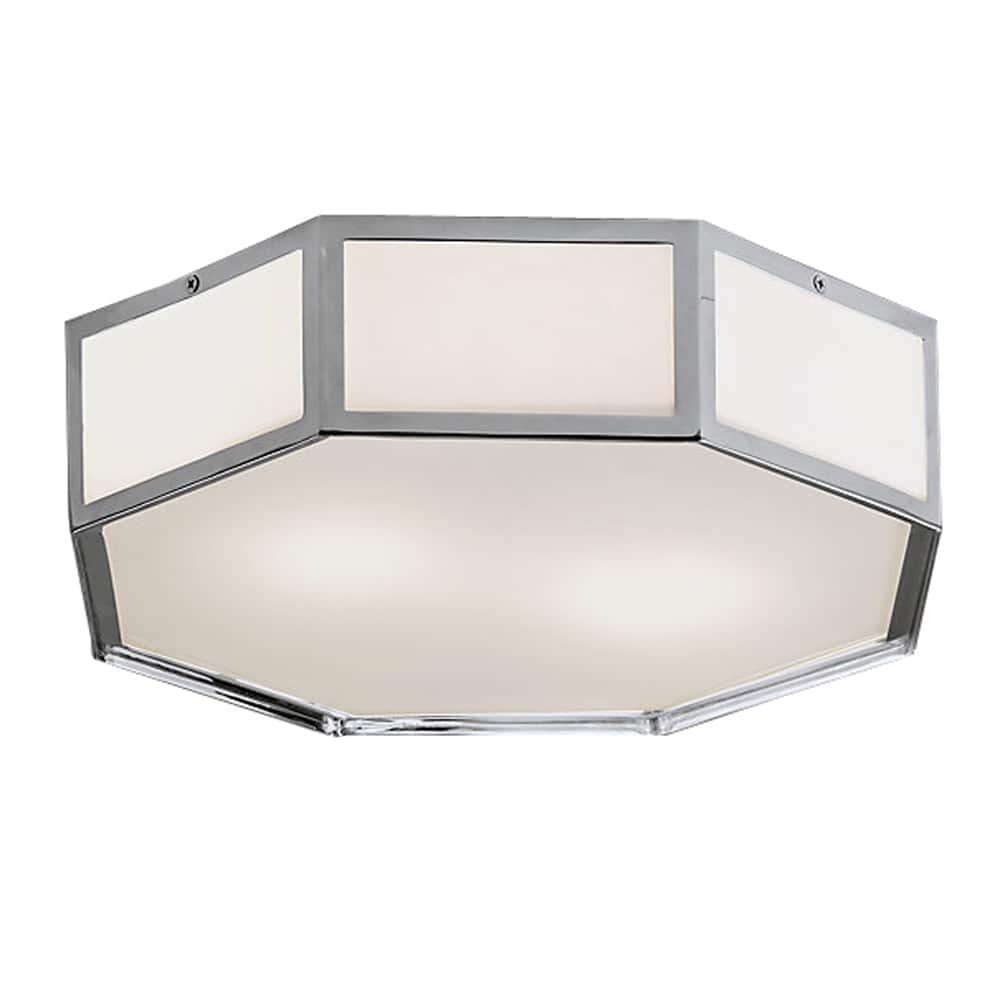 HomeSelects Savoy 2-light Brushed Nickel Octagon Flush Mount