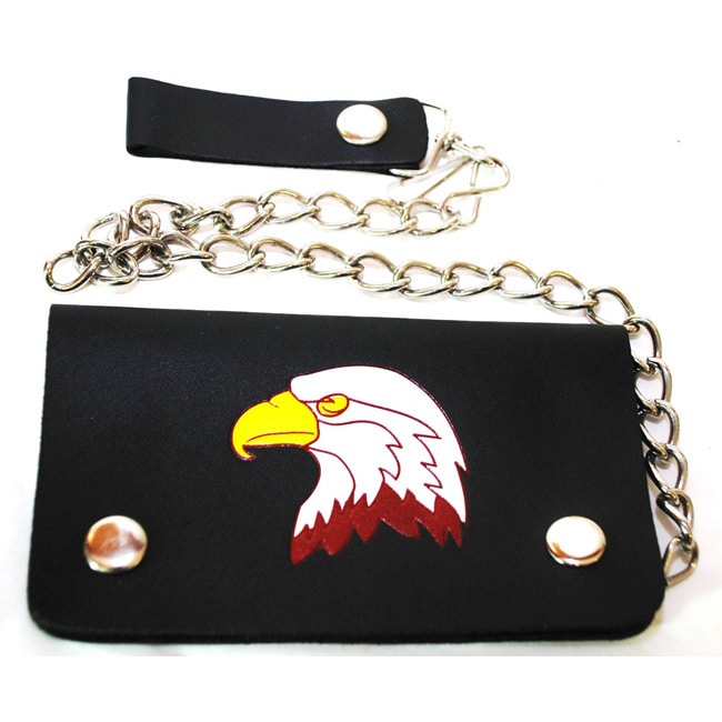 Hollywood Tag Bald Eagle Leather Bi fold Chain Wallet