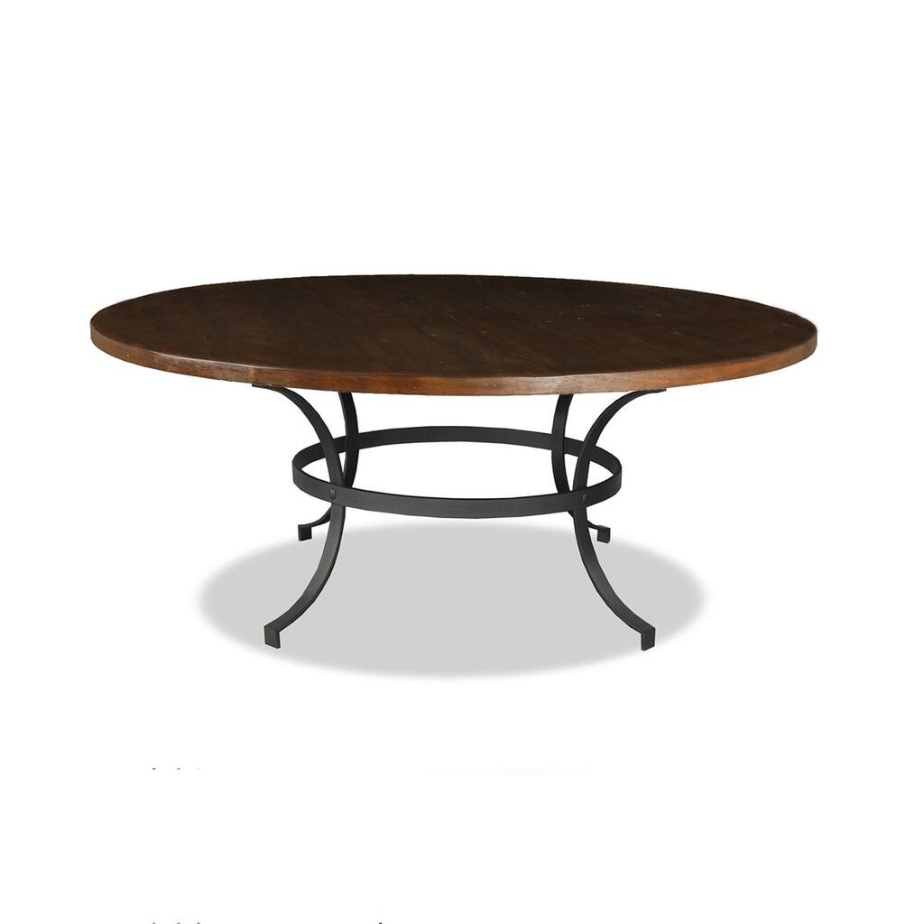 'Tahoe' Wrought Iron Reclaimed Wood Round Dining Table