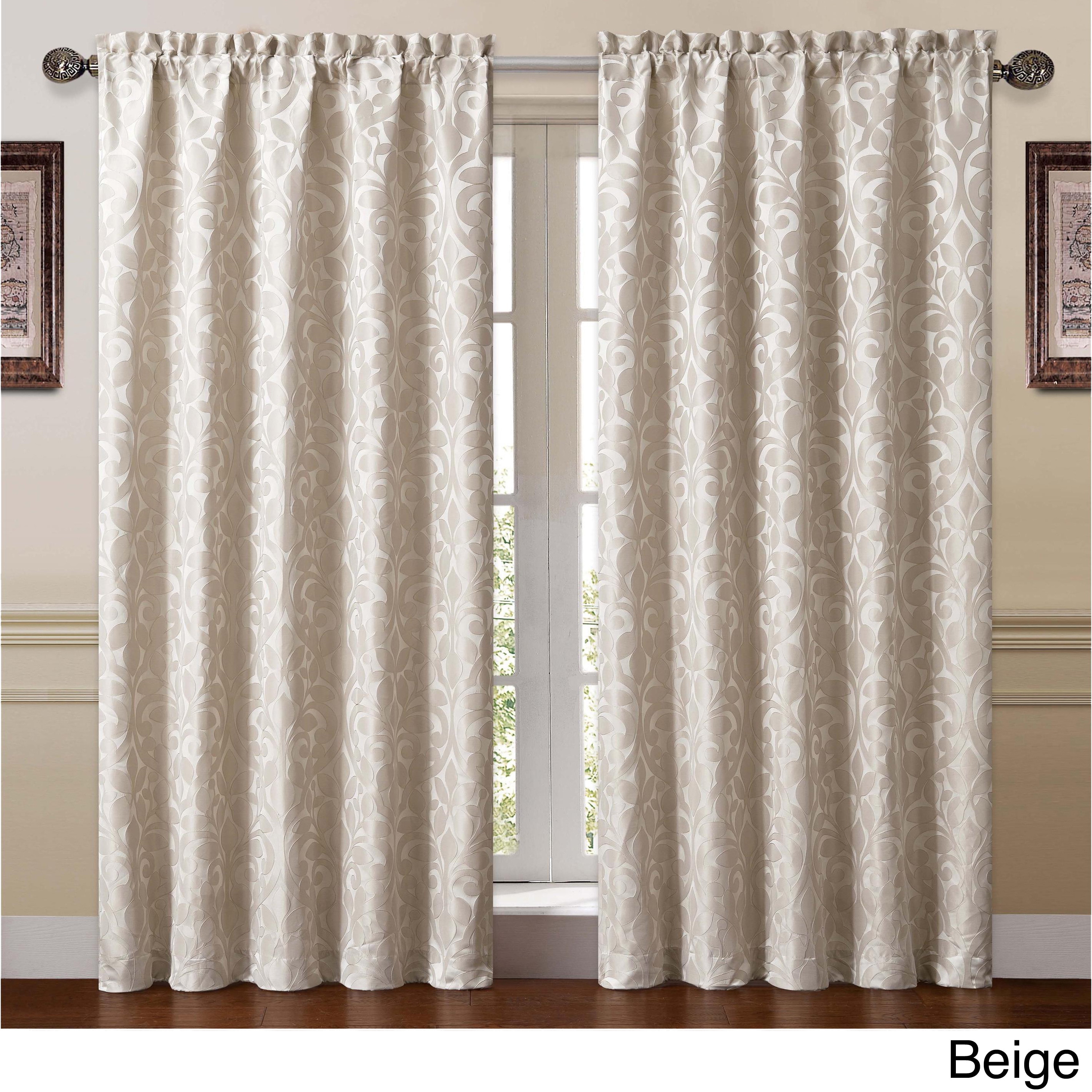 Catherine Back Tab Neutral Floral Curtain Panel