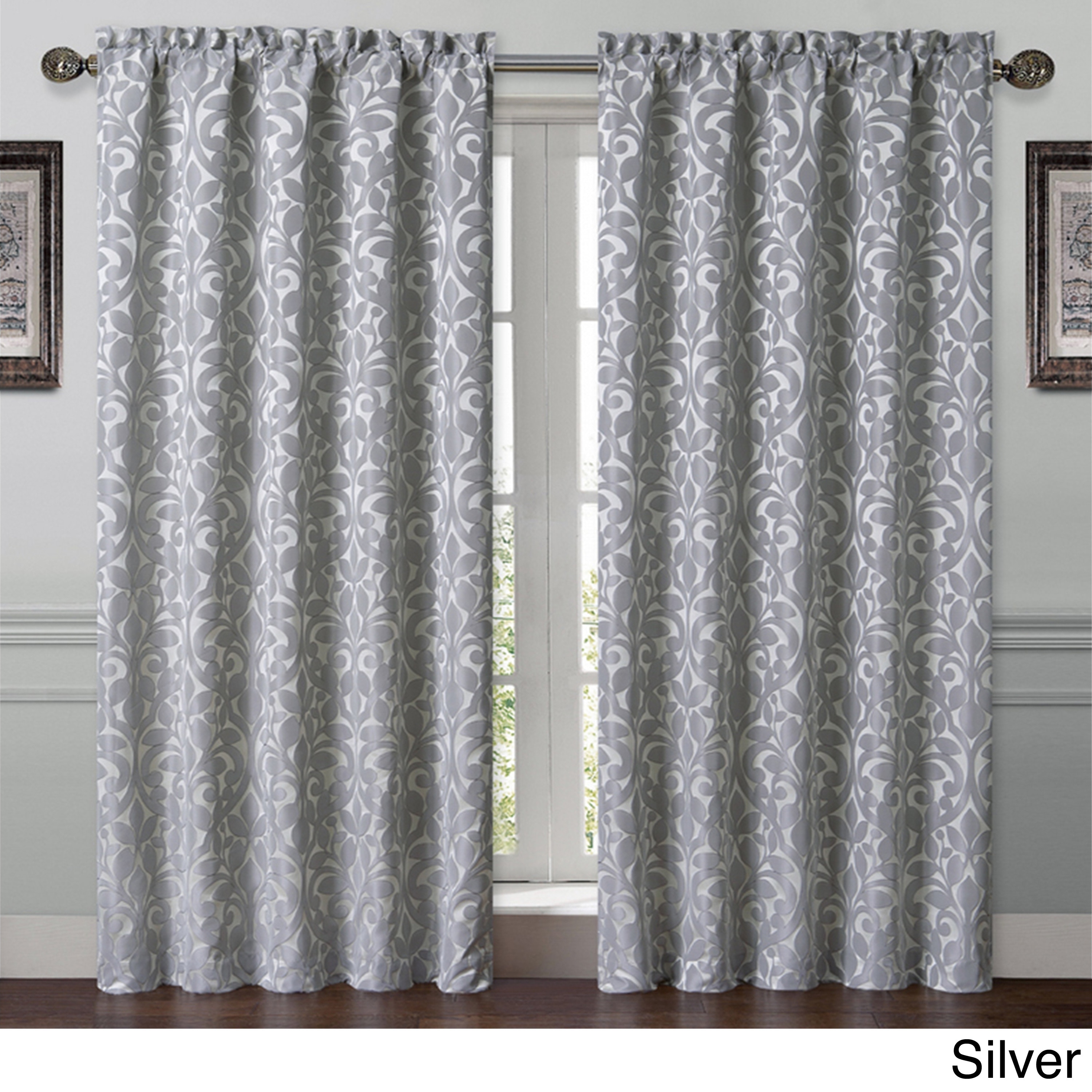 Catherine Back Tab Neutral Floral Curtain Panel