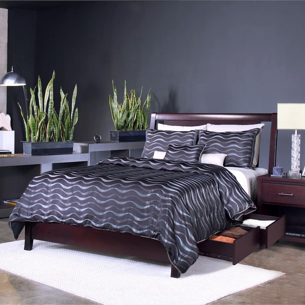 Espresso Floating Panel Low-profile Storage Bed