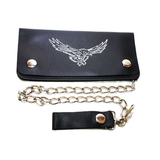 Hollywood Tag Soaring Eagle Leather Bi fold Chain Wallet