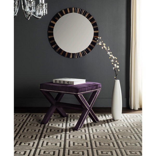 Safavieh Palmer X-bench Nailhead Plum Ottoman