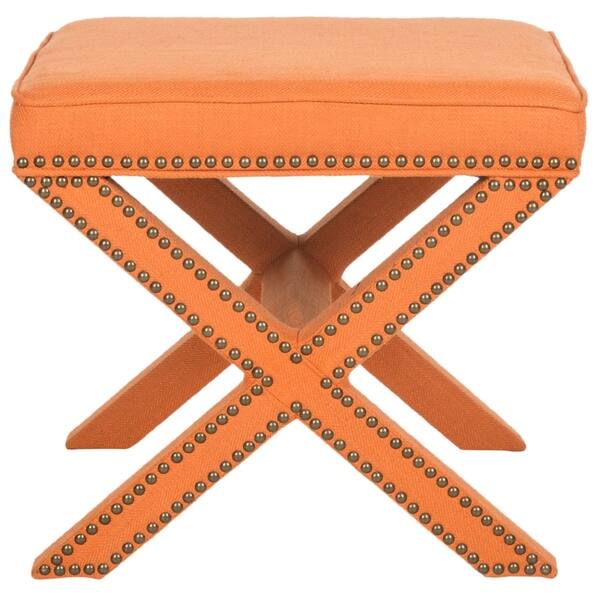 Shop Safavieh Palmer X Bench Nailhead Tangerine Orange Ottoman