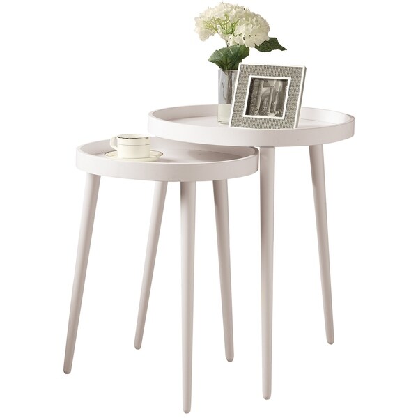 Shop White 2piece Nesting Table Set Overstock 8361028