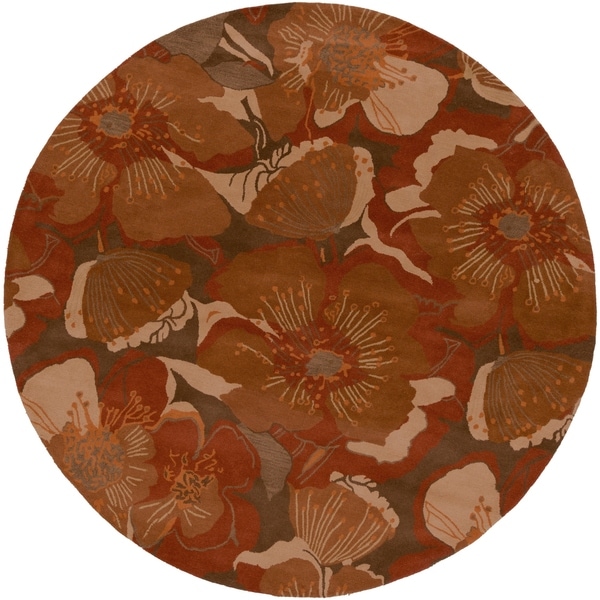 Hand-tufted Caerwyn Transitional Floral Wool Area Rug - 9'9" Round/Surplus