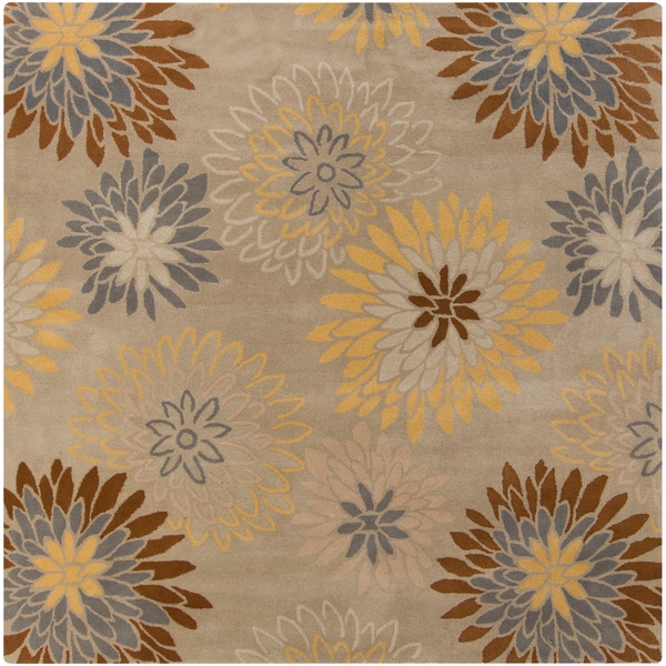 Hand tufted Cahil Transitional Floral Wool Rug (99 Square)